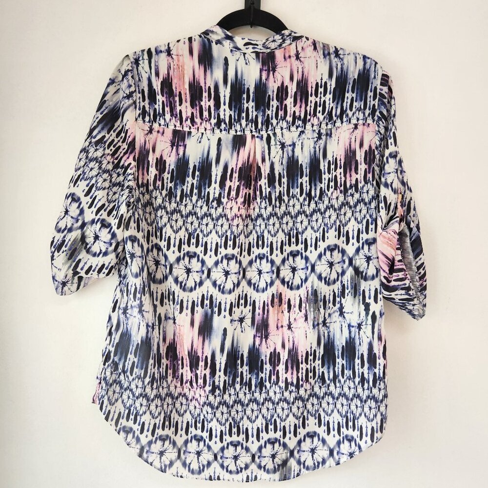 Amanda Uprichard Blouse Top Shirt Pink Purple Watercolor Tunic Women's S - Picture 2 of 8